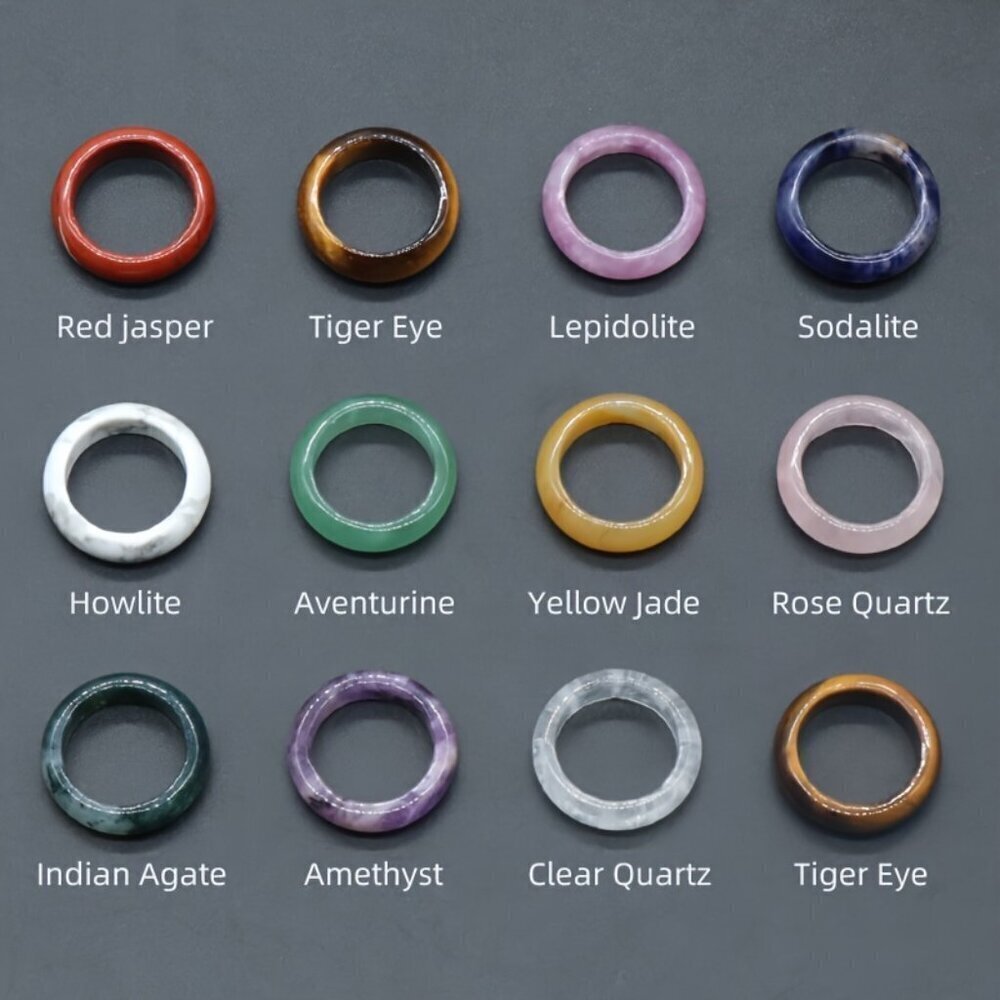 1pc Size 9 Exquisite Natural Stone Ring - Multicolor Crystal Gemstone Jewelry